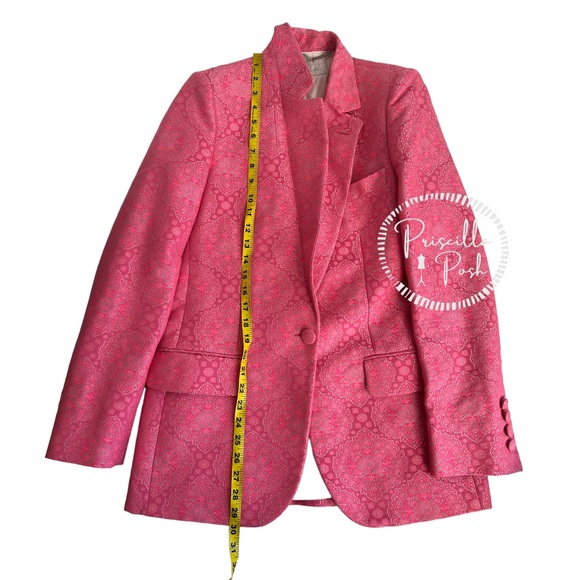Stella McCartney Bright Pink Floral Paisley Jacquard Long Line Blazer Jacket - Picture 13 of 17